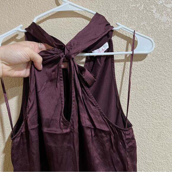 Parker Deep Purple Dallas Silk Halter Cutout Bow Top - Picture 5 of 8